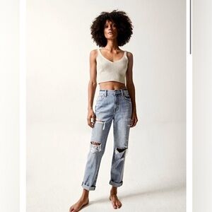 PISTOLA Presley wink distressed womans high rise loose boho cottagecore jean 29